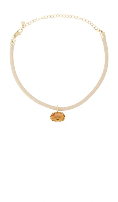 Ettika Oval Pendant Cord Necklace In Cream & Gold