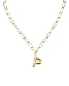 ETTIKA PAPERCLIP LINK CHAIN INITIAL PENDANT NECKLACE IN 18K GOLD PLATED, 18