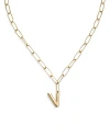Ettika Paperclip Chain Initial Necklace In V