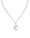 Ettika Paperclip Link Chain Initial Pendant Necklace In Rhodium Plated, 18