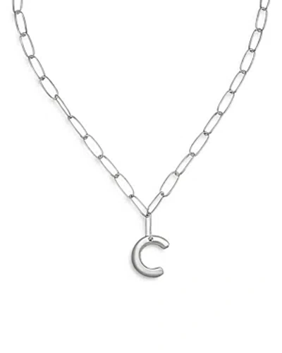 Ettika Paperclip Link Chain Initial Pendant Necklace In Rhodium Plated, 18 In Metallic