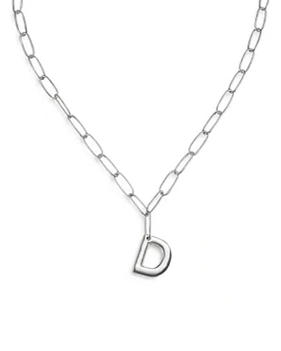 Ettika Paperclip Link Chain Initial Pendant Necklace In Rhodium Plated, 18 In Metallic
