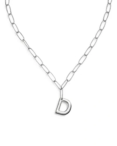 Ettika Paperclip Link Chain Initial Pendant Necklace In Rhodium Plated, 18