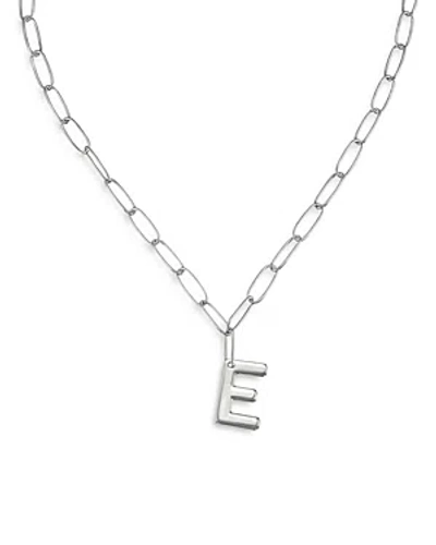 Ettika Paperclip Link Chain Initial Pendant Necklace In Rhodium Plated, 18 In Metallic