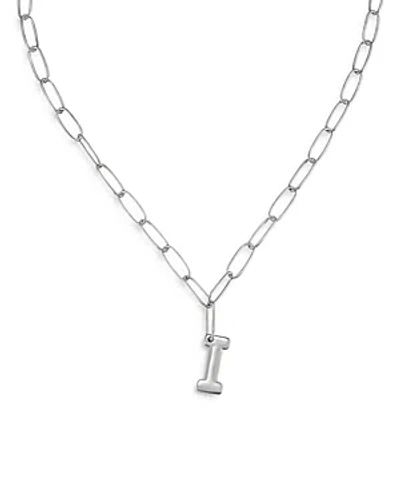 Ettika Paperclip Link Chain Initial Pendant Necklace In Rhodium Plated, 18 In Metallic