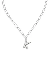 Ettika Paperclip Link Chain Initial Pendant Necklace In Rhodium Plated, 18 In Metallic