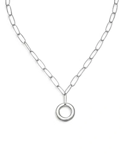 Ettika Paperclip Link Chain Initial Pendant Necklace In Rhodium Plated, 18 In Metallic