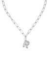 Ettika Paperclip Link Chain Initial Pendant Necklace In Rhodium Plated, 18