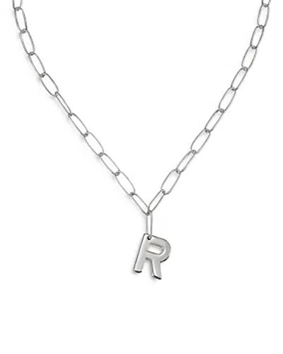 Ettika Paperclip Link Chain Initial Pendant Necklace In Rhodium Plated, 18 In Metallic