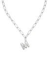 Ettika Paperclip Link Chain Initial Pendant Necklace In Rhodium Plated, 18 In M