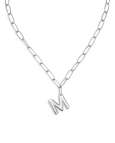 Ettika Paperclip Link Chain Initial Pendant Necklace In Rhodium Plated, 18 In Metallic