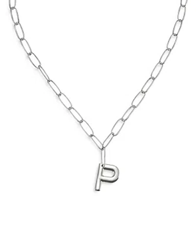 Ettika Paperclip Link Chain Initial Pendant Necklace In Rhodium Plated, 18 In Metallic