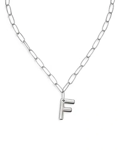 Ettika Paperclip Link Chain Initial Pendant Necklace In Rhodium Plated, 18 In Metallic