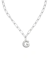 Ettika Paperclip Link Chain Initial Pendant Necklace In Rhodium Plated, 18 In G
