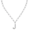 Ettika Paperclip Link Chain Initial Pendant Necklace In Rhodium Plated, 18 In J