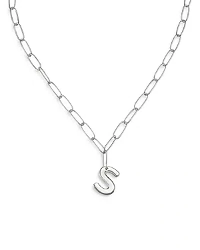 Ettika Paperclip Link Chain Initial Pendant Necklace In Rhodium Plated, 18 In Metallic