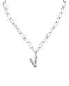 Ettika Paperclip Link Chain Initial Pendant Necklace In Rhodium Plated, 18 In V