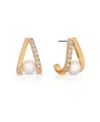 Ettika Pave And Mother Of Pearl Drop Earrings In Gold