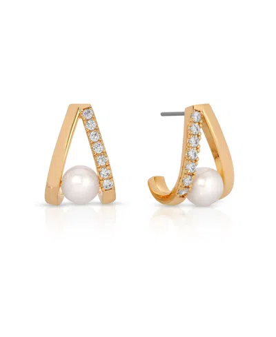 ETTIKA PAVE AND MOTHER OF PEARL DROP EARRINGS