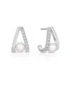 Ettika Pave And Mother Of Pearl Drop Earrings In Silver