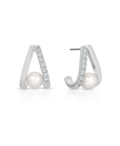 Ettika Pave And Mother Of Pearl Drop Earrings In Silver