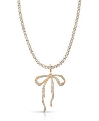 Ettika Pave Bow Tennis Necklace In Gold