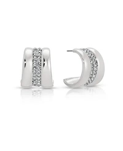 Ettika Silver Plated  Hoop Earrings In Metallic