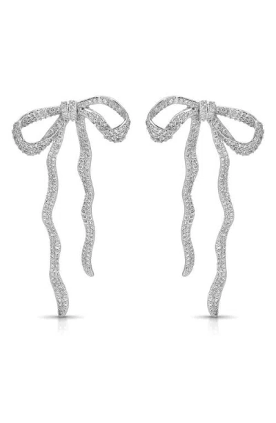 Ettika Pavé Cubic Zirconia Bow Drop Earrings In White