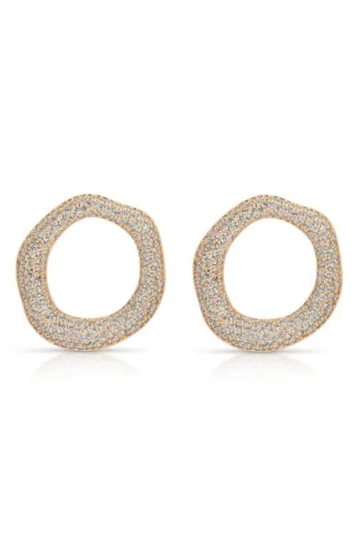 Ettika Pavé Cubic Zirconia Open Circle Drop Earrings In Gold
