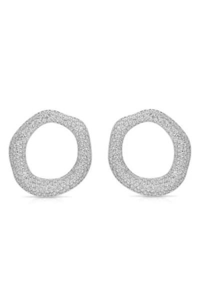 Ettika Pavé Cubic Zirconia Open Circle Drop Earrings In Metallic