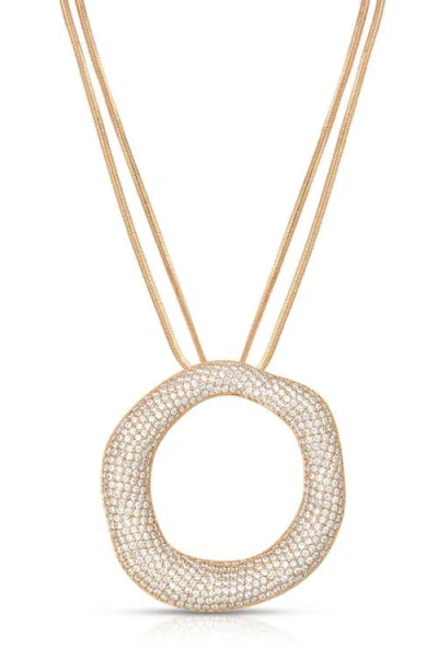 Ettika Pavé Cubic Zirconia Open Circle Pendant Necklace In Gold