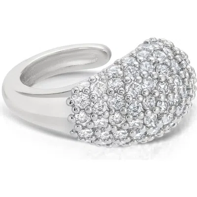 Ettika Pavé Cubic Zirconia Teardrop Ear Cuff In Silver