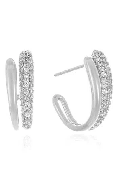 Ettika Pavè Hoop Earrings In Silver