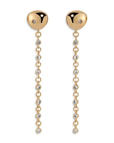 ETTIKA PAVE POLISHED PEBBLE CHAIN LINK LINEAR DROP EARRINGS