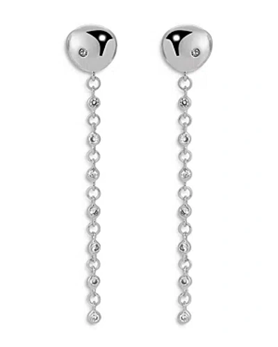 ETTIKA PAVE POLISHED PEBBLE CHAIN LINK LINEAR DROP EARRINGS