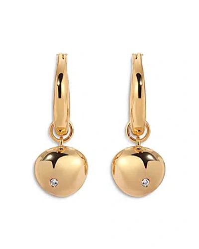 ETTIKA PAVE POLISHED PEBBLE CHARM HUGGIE HOOP EARRINGS
