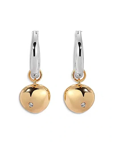ETTIKA PAVE POLISHED PEBBLE CHARM HUGGIE HOOP EARRINGS