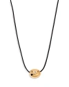 Ettika Pave Polished Pebble Leather Pendant Necklace In 18k Gold Plated, 16-17 In Black/gold