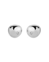 Ettika Polished Pebble Single Crystal Stud Earrings In Silver
