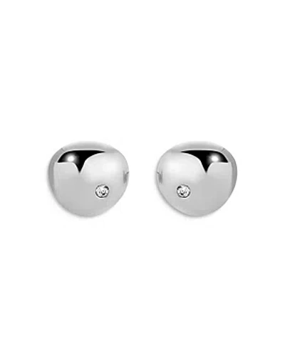 Ettika Pave Polished Pebble Stud Earrings In White