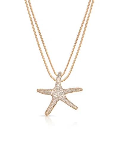 Ettika Pave Starfish Pendant Necklace, 12-17 In Yellow