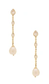 Ettika Pearl And Crystal Linear Earrings