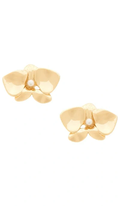 Ettika Pearl Blossom Stud Earrings In Gold
