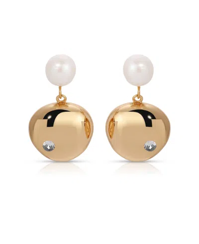 Ettika Pebble And Freshwater Pearl Dangle Earrings In Gold