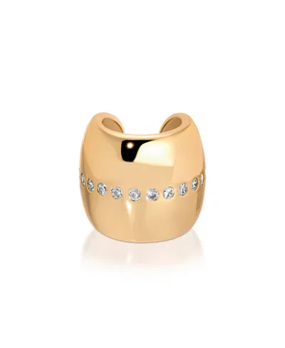 Ettika Plated Center Crystal Line Chunky Cuff Earrings In Gold