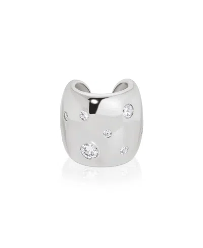 Ettika Plated Scattered Crystal Chunky Cuff Earrings In Silver