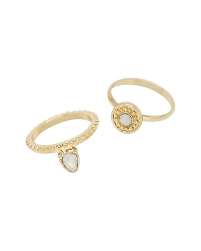 Ettika Plated Simple Textured Ring Band Set In Gold