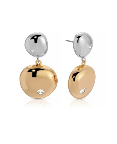 Ettika Polished Double Pebble Drop Earrings In Gold