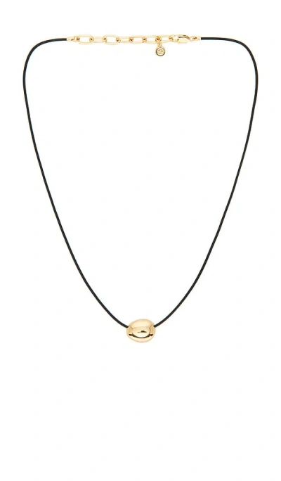 Ettika Polished Pebble Black Leather Pendant Necklace In Multi