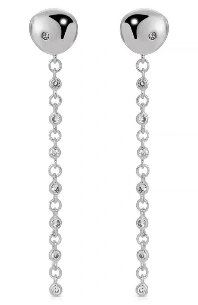Ettika Polished Pebble Crystal Drop Earrings In Rhodium/silver